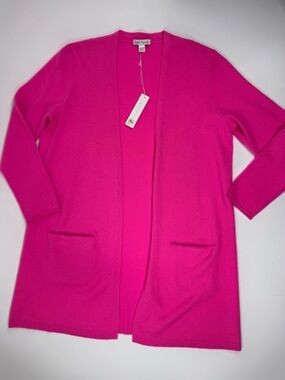 Belford 100% Cashmere Hot Pink Open-Front Women's Cardigan Sweater